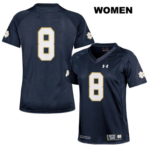 Women's NCAA Notre Dame Fighting Irish #8 Jafar Armstrong Stitched College Under Armour Authentic Navy No Name Football Jersey FC10E77AH